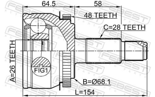 FEBEST Joint Kit, drive shaft (3010-F7A48)