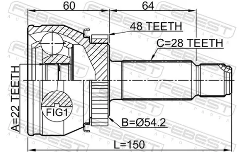 FEBEST Joint Kit, drive shaft (3010-F7A48R)
