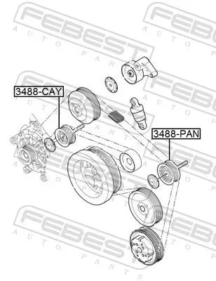 FEBEST Deflection/Guide Pulley, V-ribbed belt (3488-CAY)