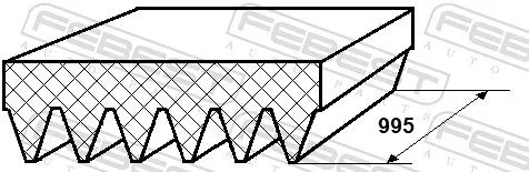 FEBEST V-Ribbed Belt (88128-6L995)