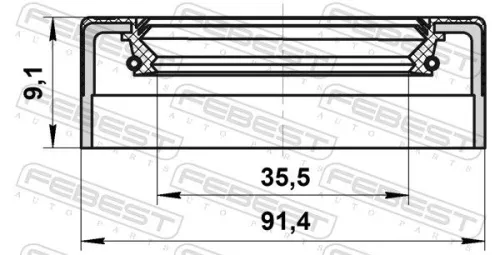 FEBEST Shaft Seal, transfer case (95FEY-37910909L)