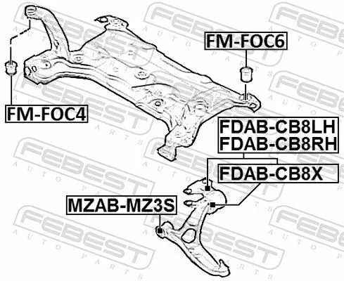 FEBEST Mounting, control/trailing arm (FDAB-CB8X)