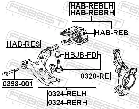 FEBEST Mounting, control/trailing arm (HAB-REBRH)
