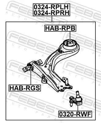 FEBEST Mounting, control/trailing arm (HAB-RPB)