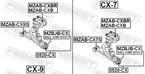 FEBEST Repair kit, supporting/ball joint (MZBJB-CX)