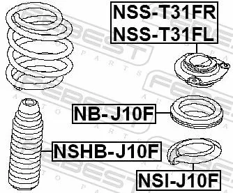 FEBEST Rolling Bearing, suspension strut support mount (NB-J10F)
