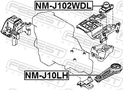 FEBEST Mounting, manual transmission (NM-J102WDL)