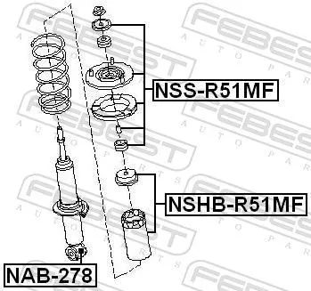 FEBEST Repair Kit, suspension strut support mount (NSS-R51MF)