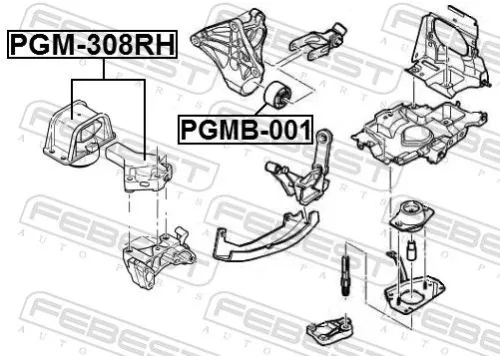 FEBEST Mounting, engine (PGM-308RH)