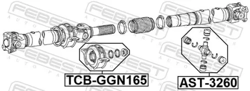 FEBEST Bearing, propshaft centre bearing (TCB-GGN165)