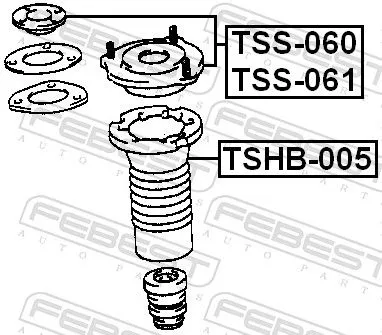FEBEST Repair Kit, suspension strut support mount (TSS-061)