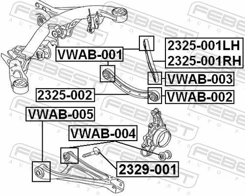 FEBEST Mounting, control/trailing arm (VWAB-004)