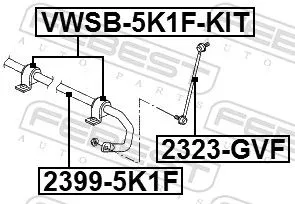 FEBEST Repair Kit, stabiliser bush (VWSB-5K1F-KIT)