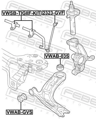 FEBEST Mounting, stabiliser bar (VWSB-TIGIIF-KIT)
