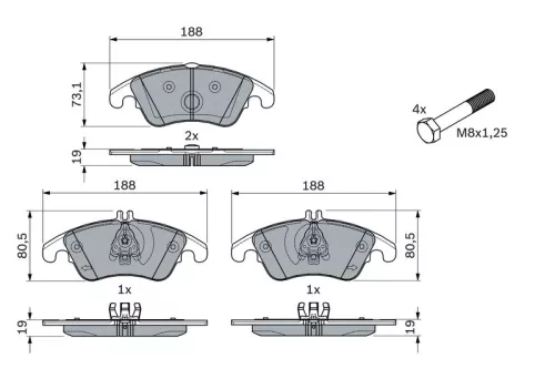 BOSCH Brake Pad Set, disc brake (0986494263)