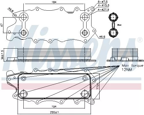 NISSENS Oil Cooler, engine oil (90784)
