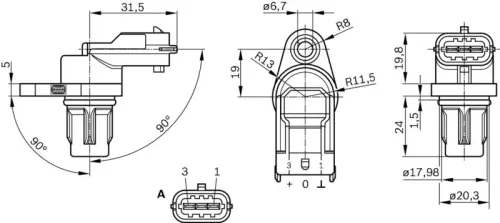 BOSCH Sensor, camshaft position (0281002667)