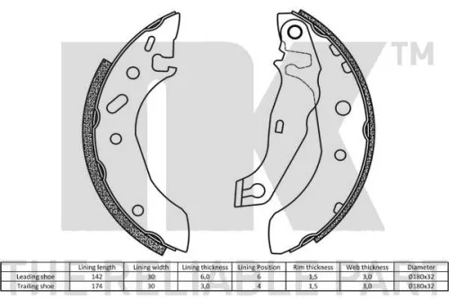 NK Brake Shoe Set (2725586)