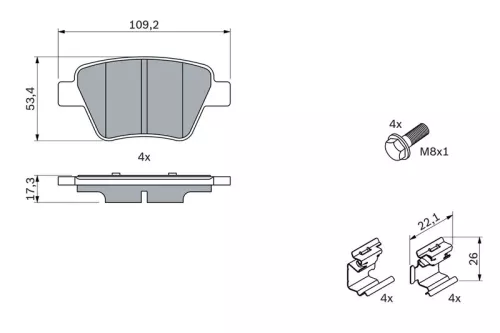 BOSCH Brake Pad Set, disc brake (0986494643)