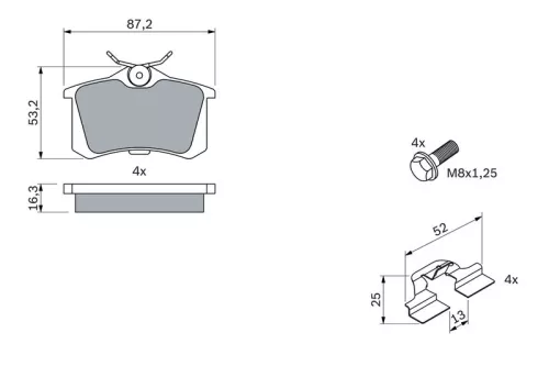 BOSCH Brake Pad Set, disc brake (0986494596)
