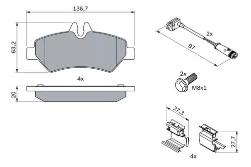 BOSCH Brake Pad Set, disc brake (0986494601)