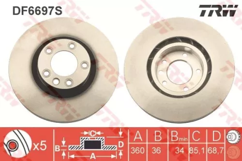 TRW Brake Disc (DF6697S)