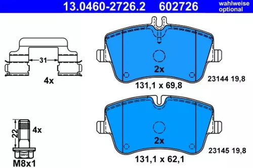 ATE Brake Pad Set, disc brake (13.0460-2726.2)