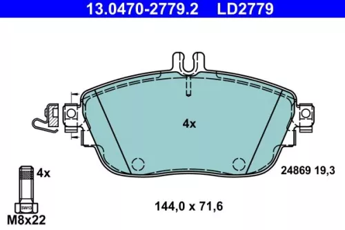 ATE Brake Pad Set, disc brake (13.0470-2779.2)