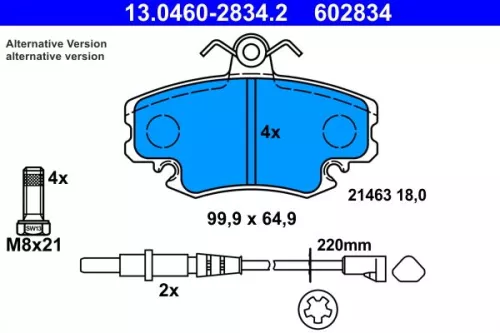 ATE Brake Pad Set, disc brake (13.0460-2834.2)