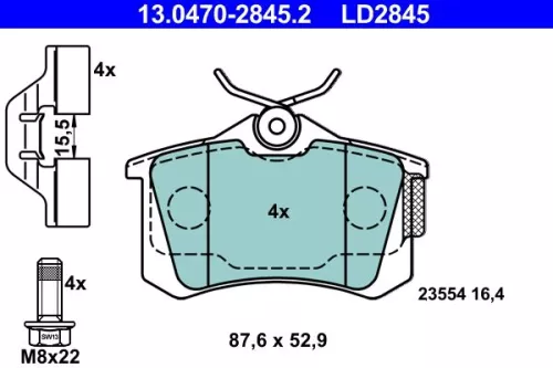 ATE Brake Pad Set, disc brake (13.0470-2845.2)