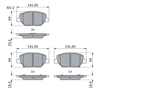 BOSCH Brake Pad Set, disc brake (0986424869)