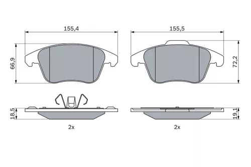 BOSCH Brake Pad Set, disc brake (0986424986)