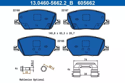 ATE Brake Pad Set, disc brake (13.0460-5662.2)