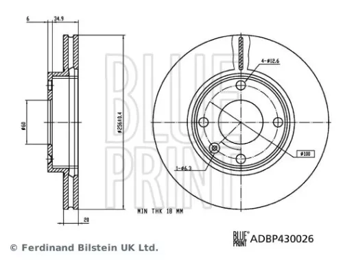 BLUE PRINT Brake Disc (ADBP430026)