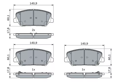 BOSCH Brake Pad Set, disc brake (0986424491)