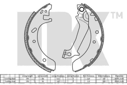 NK Brake Shoe Set (2725574)