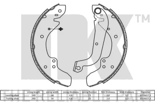 NK Brake Shoe Set (2799374)
