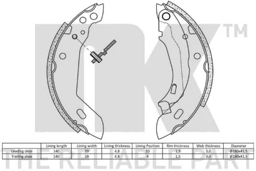 NK Brake Shoe Set (2799389)