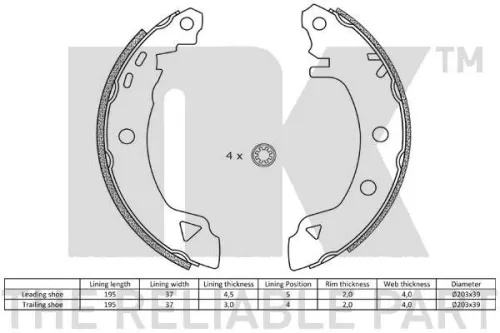 NK Brake Shoe Set (2710487)