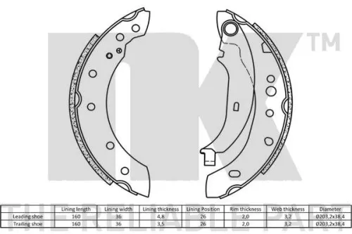 NK Brake Shoe Set (2737736)