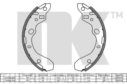 NK Brake Shoe Set (2732611)