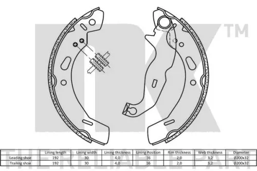 NK Brake Shoe Set (2725762)
