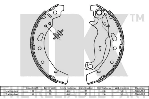 NK Brake Shoe Set (2732792)