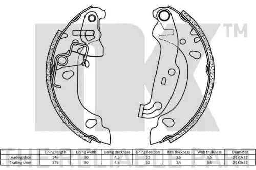 NK Brake Shoe Set (2725686)