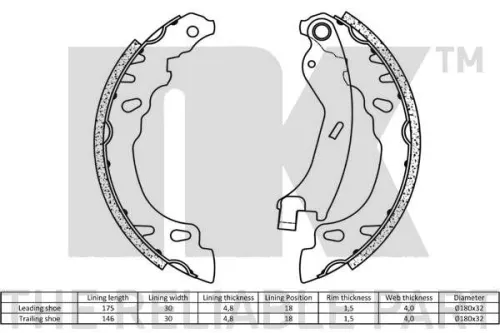 NK Brake Shoe Set (2723727)
