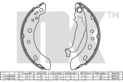 NK Brake Shoe Set (2722687)