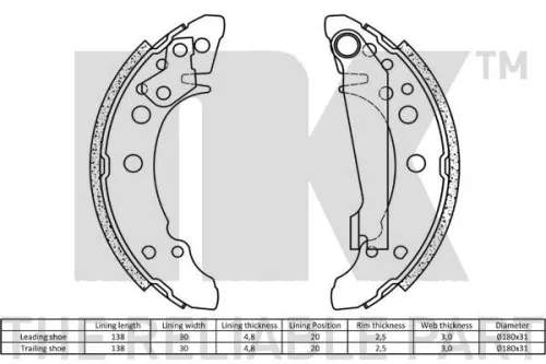 NK Brake Shoe Set (2747340)