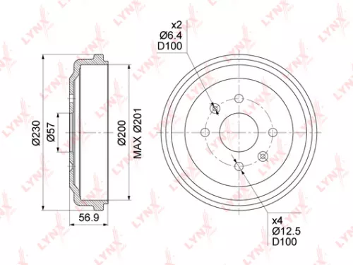 LYNXAUTO Brake drum (200x40,5) (BM-1012)
