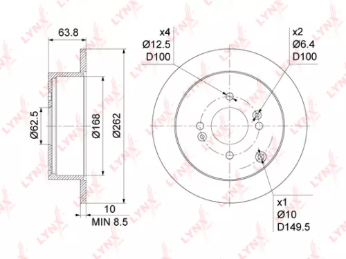 LYNXAUTO Brake disc, rear (262x10) (BN-1049)