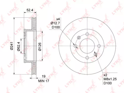 LYNXAUTO Brake disc, front (241x19) (BN-1053)